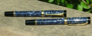 Vintage Parker Duofold Marbled Fountain Ballpoint Pen Set W/ Spare Cartridge