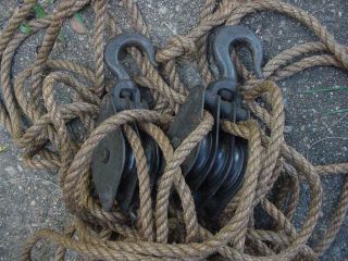 Vintage Block And Tackle With Old Rope
