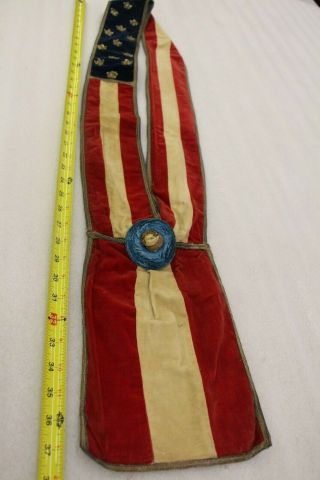 Rare 1876 Philadelphia Centennial Parade Flag Sash,  Authentic Antique 13 Stars