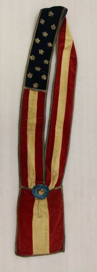 RARE 1876 Philadelphia Centennial Parade Flag Sash,  Authentic Antique 13 Stars 2