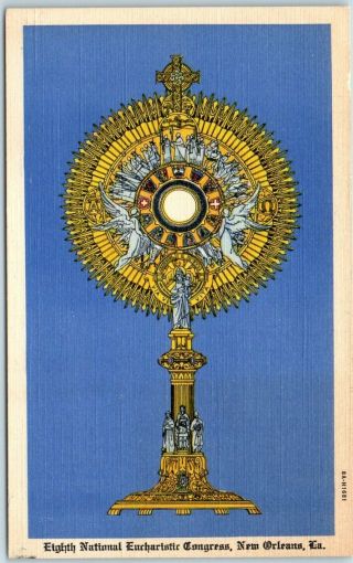 Orleans La Postcard " Eighth National Eucharistic Congress " Ostensorium Linen