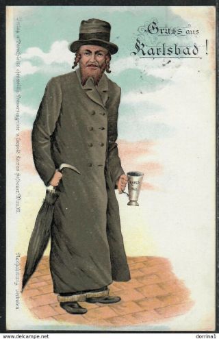 Gruss Aus Karlsbad 1900 - Jewish Judaica Postcard - Juif Jude Jew - Austria Post