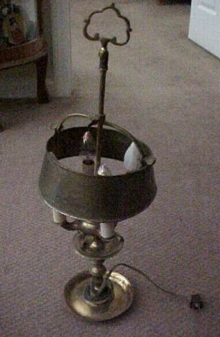 Antique (ca.  1890?) Brass Table Lamp,  Spanish; 23 " High; 4 - 15w Bulbs,  Brass Shade