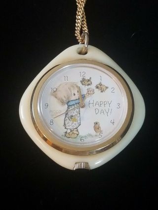 Vintage 1971 Betsey Clark Hallmark Happy Day Picco 7jewel Pendant Necklace Watch