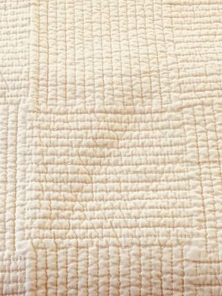 Vintage Inspired Butter Cream Yellow Basket Weave Quilted Quilt 101 " X 83