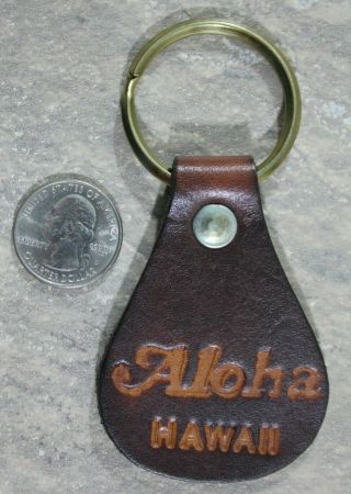 Aloha Hawaii Vintage Leather Made In Hawaii Keychain Key Ring 32857