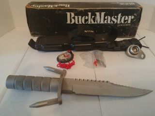Buck Made In Usa 12 - 1/2 " Buckmaster 184 Pat Pend Survival Fixed Blade Knife