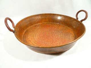 Large Antique Hammered Copper Jam Pan Handled Pot Bowl Cauldron
