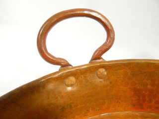 Large Antique Hammered COPPER JAM PAN Handled Pot Bowl Cauldron 3