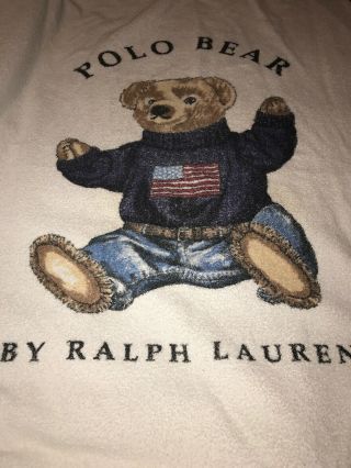 Vintage Ralph Lauren Polo Bear Beach Bath Towel Large Beach Linens All Cotton