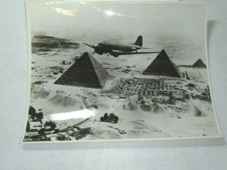Vintage Us Air Force Bomber Photo Over Egyptian Pyramids - 8 " X 10 " B/w Glossy