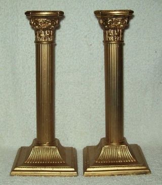 Vintage William Adams Italy Corinthian Column Candlestick Holders Brass