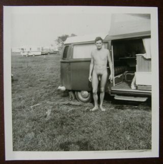 Handsome Nude Young Man In Front Of Vw Camping Bus - Beefcake - Gay Int 1975