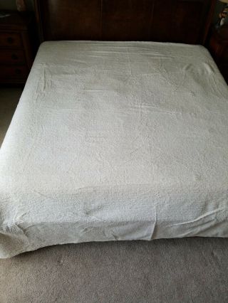 Vintage Chenille Off White Bedspread 107 X 128 King