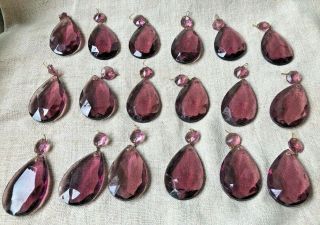18 Crystals Prisms Teardrop Purple Amethyst Glass 3 Inch - Lamp - Jewelry