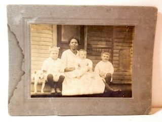 Black Woman,  White Children; Nanny? Mammy? Cabinet Card Photo; African American