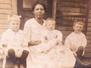 Black woman,  white children; nanny? mammy? cabinet card photo; African American 3