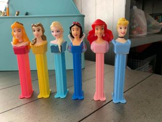 Disney Princess Pez Dispensers Cinderella,  Snow White,  Ariel,  Belle,  Aurora,  Elsa
