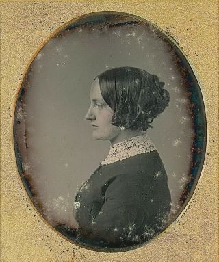 Profile View Of Pretty Young Woman Identified 1/6 Plate Daguerreotype E476