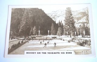 Vintage Rppc Yosemite National Park Ice Hockey Skating Rink Postcard