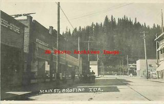 Id,  Orofino,  Idaho,  Rppc,  Main Street,  Business Section,  Photo