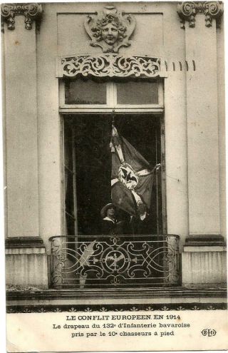 Ww1,  German Flag (bavarian 132) Taken By French Army.  Posted 1914.
