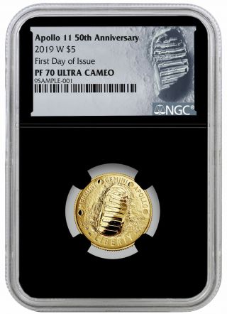 2019 W Apollo 11 50th Anniversary $5 Gold Commem Ngc Pf70 Fdi Black Sku56915