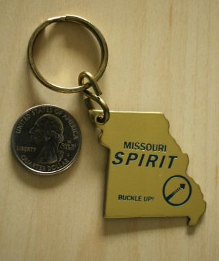 Missouri Spirit Buckle Up Seat Belt Gold Tone Metal Keychain Key Ring 30685