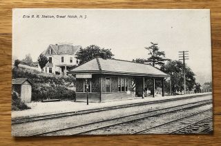 Great Notch,  Little Falls,  Nj 1907 Postcard Erie Rr Railroad Station Depot