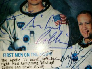 Man On The Moon Autographed Neil Armstrong,  Michael Collins,  & Buzz Aldrin Card 3
