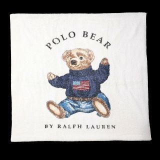 Vtg 90s Polo Sport Ralph Lauren Sitdown Flag Bear Beach Bath Towel White