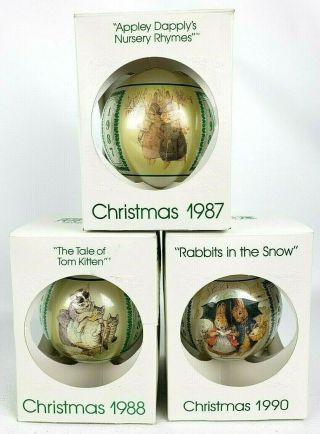 Beatrix Potter Schmid Christmas Ball Ornament Rabbits In The Snow Appley Dapply