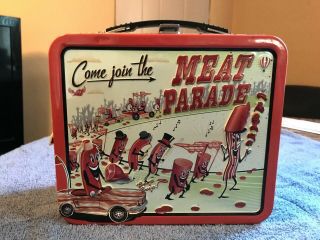 Archie Mcphee Metal Lunchbox Come Join The Meat Parade Metal Lunch Box Nwt