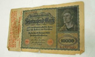 1920s Unusual Equitable Life Of Ny Insurance Advertisement Using German Banknote