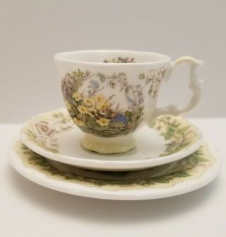Brambly Hedge Spring Miniature Trio: Cup,  Saucer,  Plate Set; Royal Doulton 1983