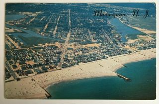 1961 Nj Postcard Aerial View Of Manasquan Beach Ocean Houses Monmouth Jersey