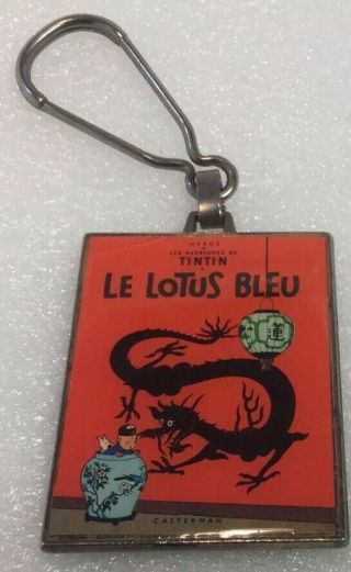Vintage Les Aventures De Tintin Keychain Le Lotus Bleu Porte - Clé Casterman Herge