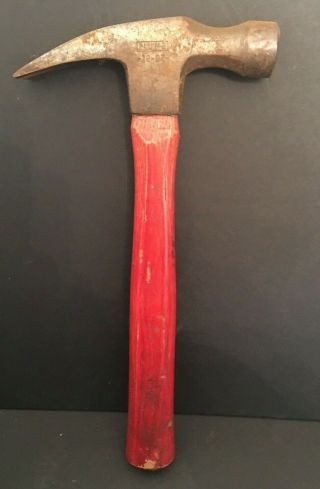 Vintage Plumb Claw Hammer 22 Ounce Oz Red Wooden Handle