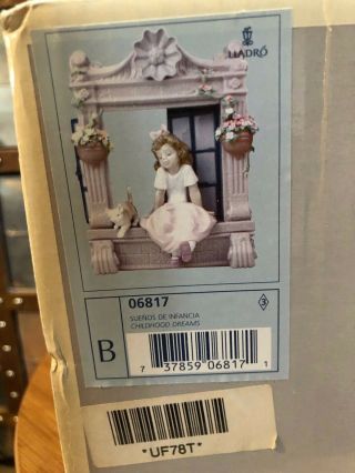 Lladro Collectors Figurine 6817 Childhood Dreams Girl On Window With Cat