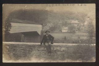 Real Photo Postcard Kentucky/ky Unknown Location Old Covered Bridge View 1910 