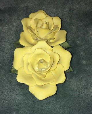 Vintage Andrea By Sadek Ceramic Rose Figurine Yellow 2