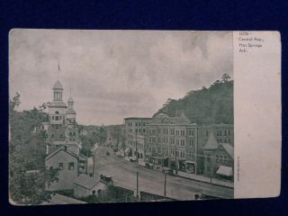 Vintage Postcard Of Hot Springs Central Ave About 1920 