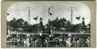 C.  1920 Alameda Ca Neptune Beach Amusement Park Plane Ride Real Photo Stereoview