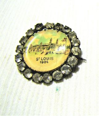1904 St.  Louis Worlds Fair - - Souvenir Pin With Rhinestones