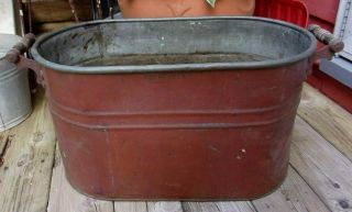 Antique Old Rochester Copper Boiler Wash Tub Wood Handles
