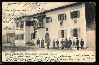 Cyprus,  Greece:larnaca 1906 Card Of The Good Samaritan Orphanage.  Editor:c.  Glazner
