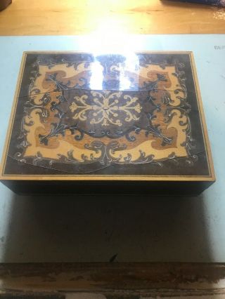 Vintage Wood Inlaid Music Box Made In Italy  Lador Switzerland