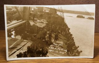 Troops On The Uss Felix Taussig Ww1 Real Photo Postcard Rppc Military Ship