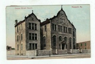 Ky Newport Kentucky Antique 1908 Post Card Corpus Christi Church