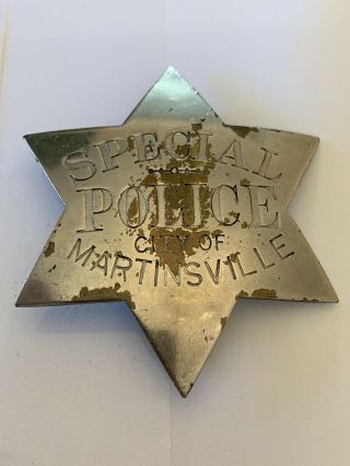 Obsolete Martinsville Illinois Police Badge Hallmarked Meyer & Wenthe Chicago